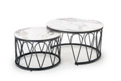 Halmar Kulatý konferenční stolek (2 ks) Formosa - bílý mramor / černý