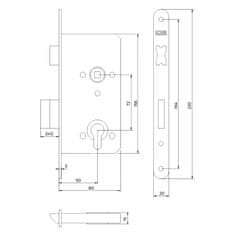 LOB Zadlabací zámek pro cylindr 72/50 WB