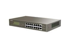 Tenda TEG1116P-16-150W PoE AT Gigabit switch 16x 1Gb/s s PoE 802.3af/at, PoE+ 135W, Rack, Fanless