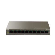 Tenda TEF1110P-8-102W - PoE AT Switch 102Watt, 10xRJ45 Switch s 8x 10/100 Mbps PoE, 2x Gigabit Uplink, Fanless, Kov