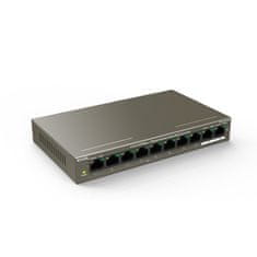 Tenda TEF1110P-8-102W - PoE AT Switch 102Watt, 10xRJ45 Switch s 8x 10/100 Mbps PoE, 2x Gigabit Uplink, Fanless, Kov