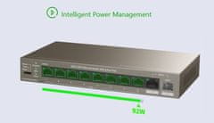 Tenda TEG1110PF-8-102W PoE AT switch 8xPoE 802.3af/at + Uplink RJ45 + SFP port, 92W, PoE+, fanless