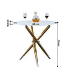 KONDELA Kulatý jídelní stůl Donio - bílý / zlatý