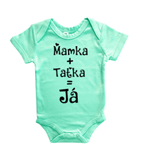 Hobbytriko Vtipné body pro miminko - Mamka + Taťka = Já Barva: Mátová, Velikost: 6-12 m, Délka rukávu: Krátký rukáv