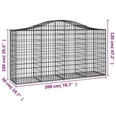 Vidaxl Klenuté gabionové koše 7 ks 200x50x100/120cm pozinkované železo