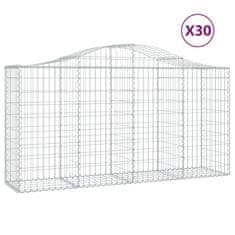 Greatstore Klenuté gabionové koše 30ks 200x50x100/120cm pozinkované železo