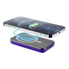 CellularLine Powerbanka Cellularline MAG 5000 s bezdrátovým nabíjením a podporou Magsafe, 5000 mAh, fialová
