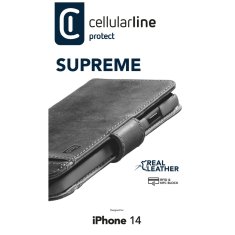 CellularLine Prémiové kožené pouzdro typu kniha Cellularline Supreme pro Apple iPhone 14, černé