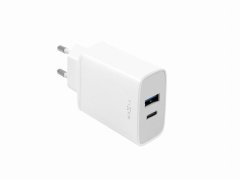 FIXED Síťová nabíječka FIXED s USB-C a USB výstupem, podpora PD, 30W, bílá