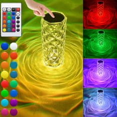 Alum online Křišťálová stolní RGB LED lampa s 3D efektem růže - velká