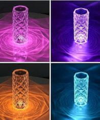 Alum online Křišťálová stolní RGB LED lampa s 3D efektem růže - velká