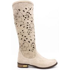 Dámské prolamované boty Flowers light beige velikost 42