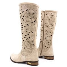 Dámské prolamované boty Flowers light beige velikost 42