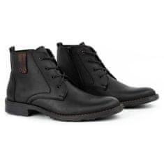 Pánské zateplené kožené boty C20F černé velikost 42