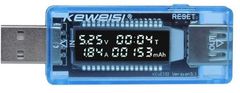 HADEX USB tester KWS-V20, V-A metr a měřič kapacity 4-20V/0-3A DC