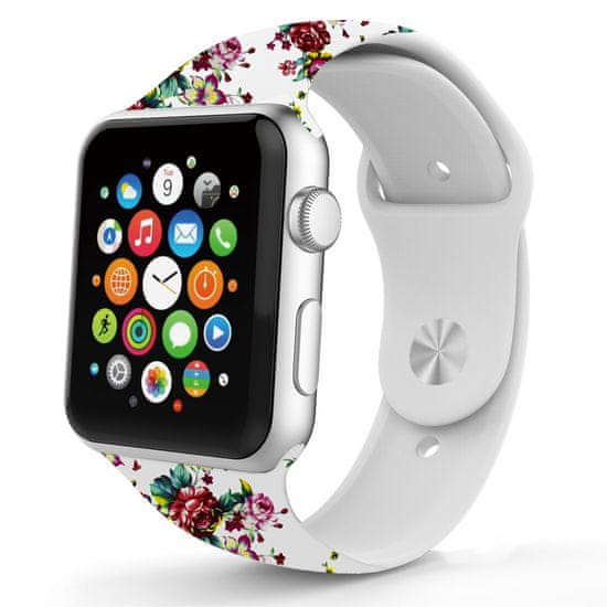 Symfony Řemínek pro apple watch 42/44, silikon flower III bílý/červený