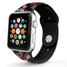 Symfony Řemínek pro apple watch 38/40, silikon flower I černý