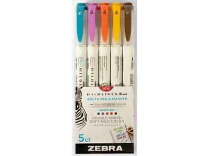 Zebra Popisovač Mildliner Brush Warm 5 barev