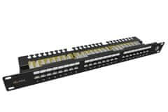 Solarix 19" patch panel 24 x RJ45 CAT6 UTP s vyvazovací lištou 1U SX24L-6-UTP-BK-N