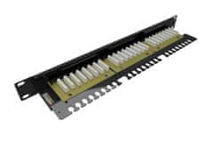 Solarix 19" patch panel 24 x RJ45 CAT6 UTP s vyvazovací lištou 1U SX24L-6-UTP-BK-N