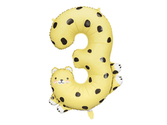 PartyDeco Fóliový balónek číslo 3 Gepard 98cm