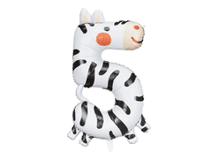 PartyDeco Fóliový balónek číslo 5 Zebra 98cm