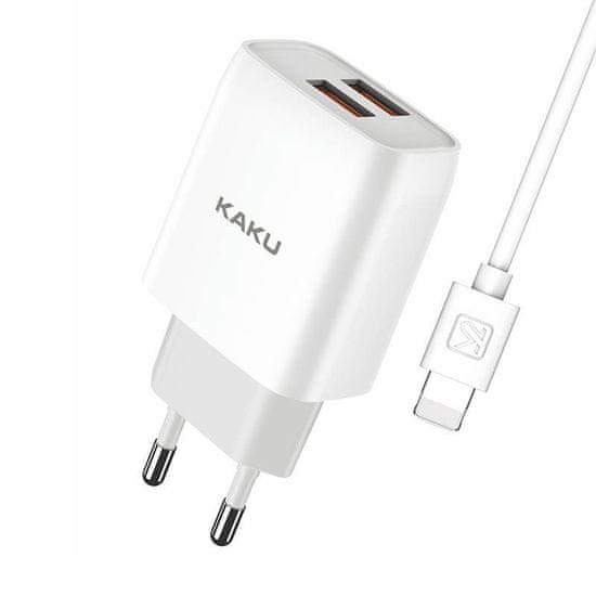 Kaku Nabíječka do sítě 2,4 A 2xUSB + kabel iPhone Lightning 1m KAKU QIFAN (KSC-397) bílá