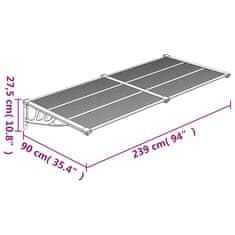 Petromila Vchodová stříška šedá a průhledná 239 x 90 cm polykarbonát