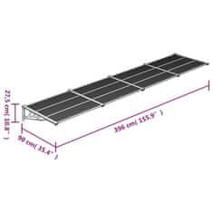 Petromila Vchodová stříška šedá a průhledná 396 x 90 cm polykarbonát