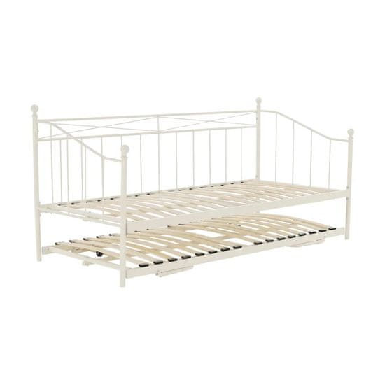 KONDELA Kovová rozkládací postel s přistýlkou Zarola 90x200 cm - bílá