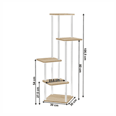 KONDELA Kovový stojan na květiny, bílá/dub sonoma, ADITE