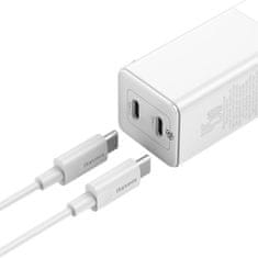 BASEUS Nabíječka do sítě 45 W QC 2x USB typu C + kabel USB typu C na typ C 60 W 20 V / 3 A 1 m rychlá nabíječka Baseus GaN2 EU (CCGAN-M02) bílá