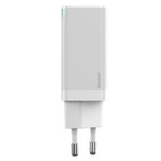 BASEUS Nabíječka do sítě 45 W AC (USB typ C + USB) + kabel USB typu C na typ C 60 W 20 V / 3 A 1 m rychlá nabíječka Baseus GaN2 EU (CCGAN-Q02) bílá