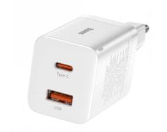 BASEUS CCSUPP-E02 Super Si Quick Nabíječka USB + USB-C 30W White