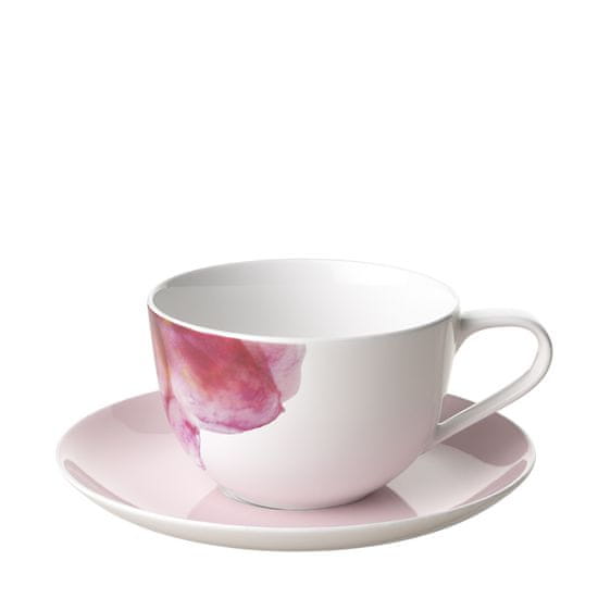 Villeroy & Boch Snídaňový šálek s podšálkem z kolekce ROSE GARDEN, růžová