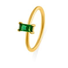 Troli Půvabný pozlacený prsten se zeleným zirkonem (Obvod 60 mm)