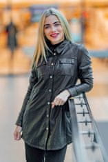 Gipsy Dámský černý kožený kabátek- prodloužená oversize košile G2WMiha