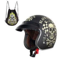 W-TEC Moto přilba Black Heart Kustom (Velikost: XXL (63-64), Barva: Skull Horn, matně černá)