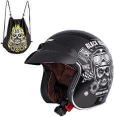 W-TEC Moto přilba Black Heart Kustom (Velikost: XXL (63-64), Barva: Skull Horn, matně černá)