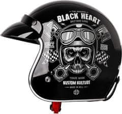 W-TEC Moto přilba Black Heart Kustom (Velikost: XXL (63-64), Barva: Skull Horn, matně černá)