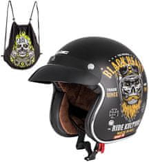 W-TEC Moto přilba Black Heart Kustom (Velikost: XXL (63-64), Barva: Skull Horn, matně černá)