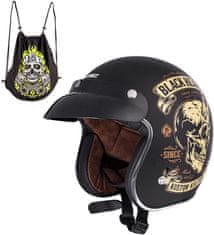 W-TEC Moto přilba Black Heart Kustom (Velikost: XXL (63-64), Barva: Skull Horn, matně černá)