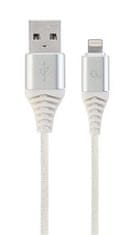 Gembird nabíjecí kabel Lightning 8-pin (M) na USB 2.0 (M), prémiový, opletený, 1 m, bílý