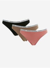 Tommy Hilfiger Sada tří dámských kalhotek v růžové, hnědé a černé barvě Tommy Hilfiger Underwear XS