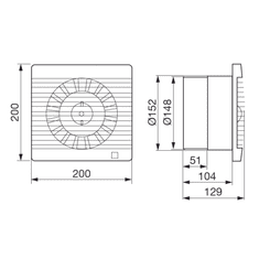 Soler&Palau Ventilátor FUTURE 150 CZ, vhodný pro koupelny, průtok 250 m³/h, otáčky 2240 min-1, zpětná klapka, nízká spotřeba, tichý chod, bílý