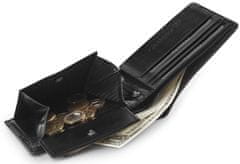 ZAGATTO Elegantní černá kožená pánská peněženka, horizontální, ochrana RFID, kapsy na bankovky, sloty na karty, kapsa na západka , 12,5x10x1,5/ ZG-062-BAR
