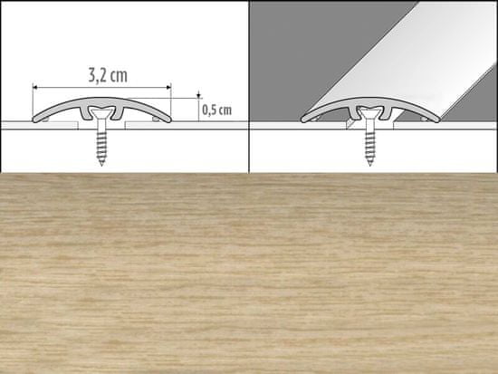 Effector Přechodové lišty A66 - NARÁŽECÍ šířka 3,2 x výška 0,54 x délka 93 cm - dub mocca