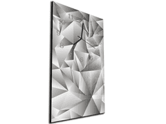 Glasdekor Nástěnné hodiny 30x60cm sytě šedý geometrický tvar - Materiál: kalené sklo