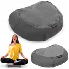 4FIZJO Polštář pro meditaci/jógu ZAFU CUSHION, šedý půlměsíc