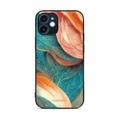 Mobiwear Prémiový lesklý kryt Glossy na mobil Apple iPhone 12 - G025G - Azurový a oranžový mramor